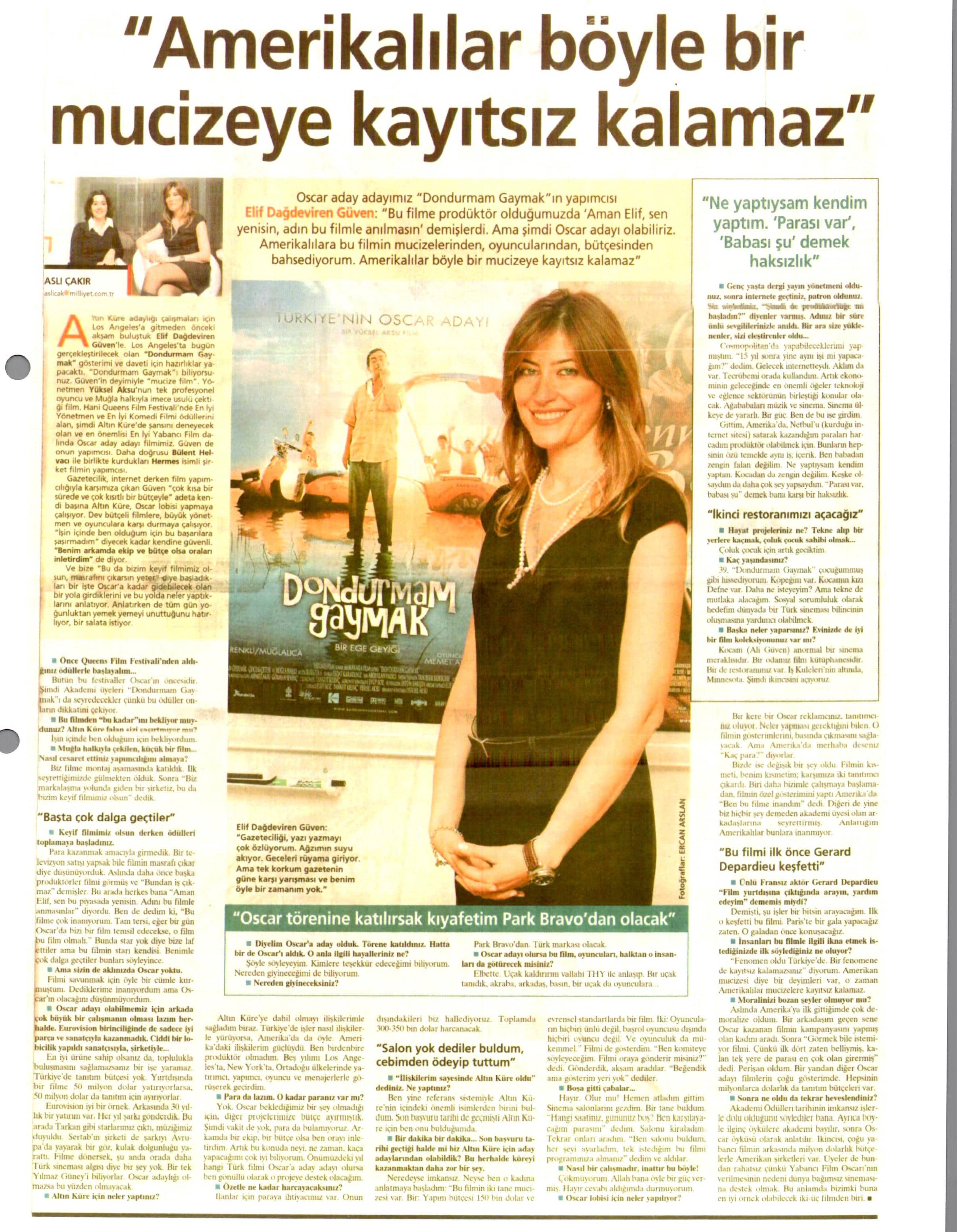 Milliyet Pazar: "Bana, Adın Bu Filmle Anılmasın Demişlerdi"-2